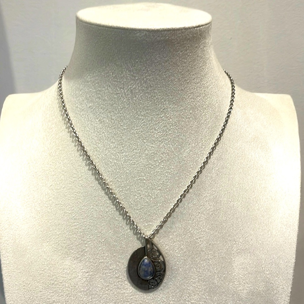 Natural stone and silver necklace